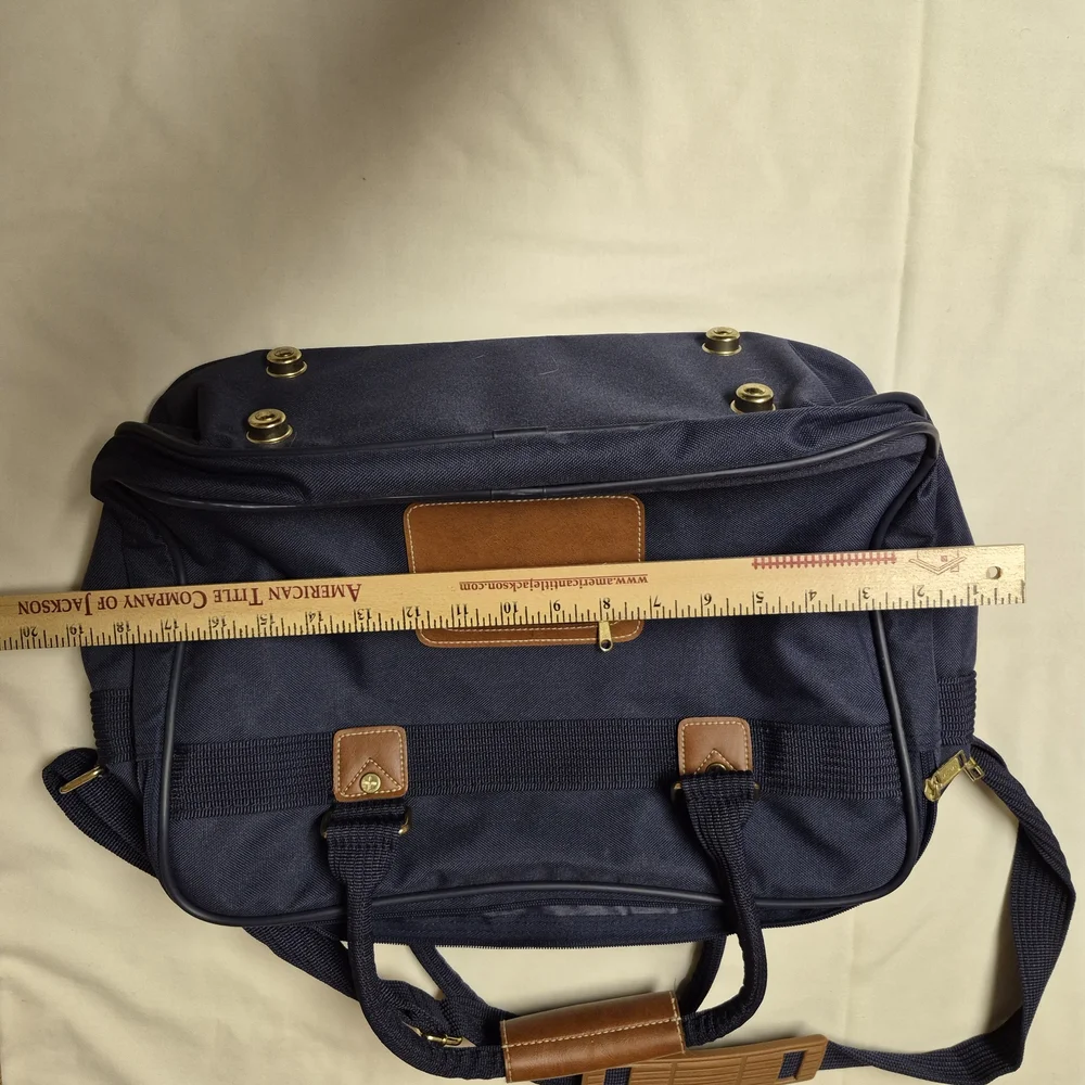Vintage Jaguar Navy Blue Canvas Duffel Bag Weekender‎ Carry-On Luggage w/ Strap